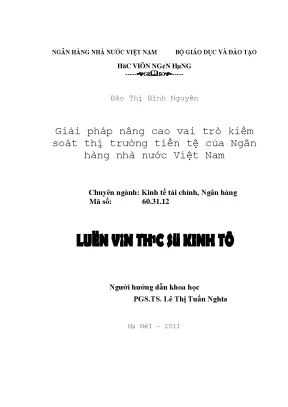 Giải pháp nâng cao vai trò kiểm soát thị trường tiền tệ của ngân hàng nhà nước việt nam