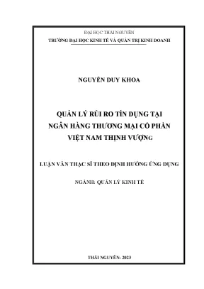 Quản lý rủi ro tín dụng tại ngân hàng thương mại cổ phần việt nam thịnh vượng