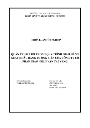 Quản trị rủi ro trong quy trình giao hàng xuất khẩu bằng đường biển của công ty cổ phần giao nhận vận tải vàng