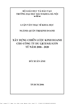 Xây dựng hiến lượ kinh doanh ho ông ty du lịh sài gòn từ năm 2006 2020