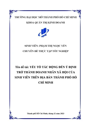 Yếu tố tác động đến ý định trở thành doanh nhân xã hội của sinh viên trên địa bàn thành phố hồ chí minh