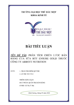 Phân tích chiến lược bán hàng của sữa bột ensure gold thuộc công ty abbott nutrition