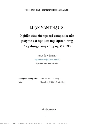 Nghiên ứu hế tạo sợi omposite nền polyme ốt hạt kim loại định hướng ứng dụng trong ông nghệ in 3d