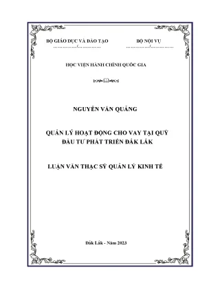 Quản lý hoạt động cho vay tại quỹ đầu tư phát triển đắk lắk