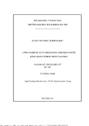 Công nghệ xử lý và nhận dạng ảnh mặt người bằng mạng nơron nhân tạo mlp