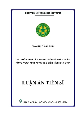 Luận án tiến sĩ kinh tế phát triển giải pháp kinh tế cho bảo tồn và phát triển rừng ngập mặn vùng ven biển tỉnh nam định