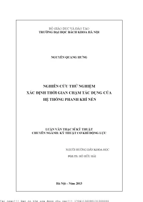 Nghiên ứu thử nghiệm xá định thời gian hậm tá dụng ủa hệ thống phanh khí nén