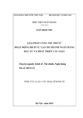 Giải pháp tăng thu phí từ hoạt động dịch vụ tại chi nhánh ngân hàng đầu tư và phát triển cầu giấy