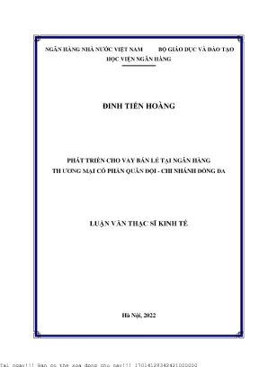 Phát triển cho vay bán lẻ tại ngân hàng thương mại cổ phần quân đội chi nhánh đống đa