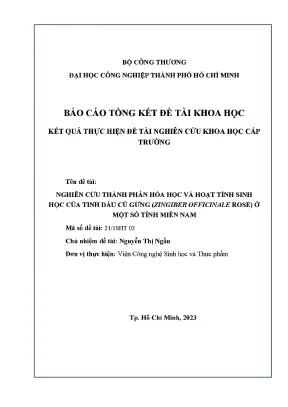 Nghiên cứu thành phần hóa học và hoạt tính sinh học của tinh dầu củ gừng zingiber officinale rosc ở một số tỉnh miền nam