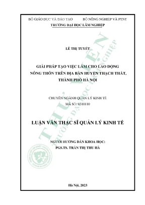 Giải pháp tạo việc làm cho lao động nông thôn trên địa bàn huyện thạch thất thành phố hà nội