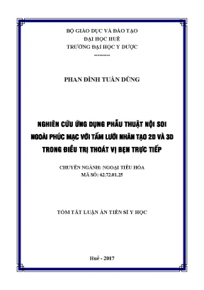 Nghiên cứu ứng dụng phẫu thuật nội soi ngoài phúc mạc với tấm lưới nhân tạo 2d và 3d trong điều trị thoát vị bẹn trực tiếp