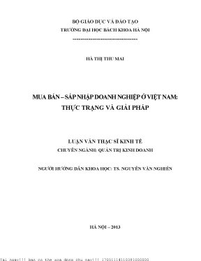 Mua bán sáp nhập doanh nghiệp ở việt nam thự trạng và giải pháp