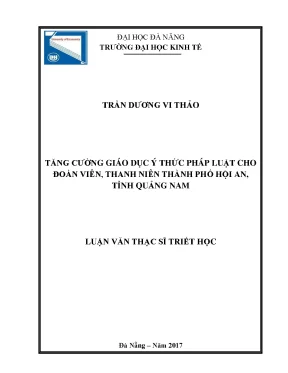 Tăng cường ý thức giáo dục pháp luật cho đoàn viên thanh niên thành phố hội an tỉnh quảng nam