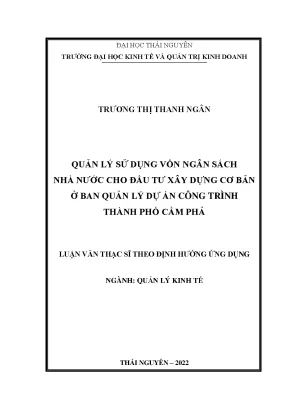 Quản lý sử dụng vốn ngân sách nhà nước cho đầu tư xây dựng cơ bản ở ban quản lý dự án công trình thành phố cẩm phả