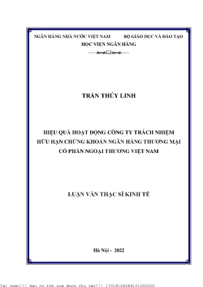 Hiệu quả hoạt động công ty trách nhiệm hữu hạn chứng khoán ngân hàng thương mại cổ phần ngoại thương việt nam