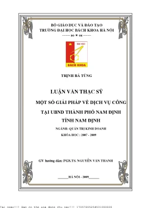 Một số giải pháp về dịh vụ công tại ủy ban nhân dân thành phố nam định tỉnh nam định