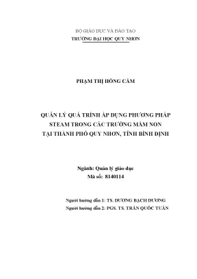Quản lý quá trình áp dụng phương pháp steam trong các trường mầm non tại thành phố quy nhơn tỉnh bình định