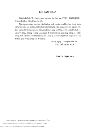Nâng ao hất lượng dịh vụ hăm só kháh hàng tại công ty cổ phần du lịh và dịh vụ hàng không hoàng gia