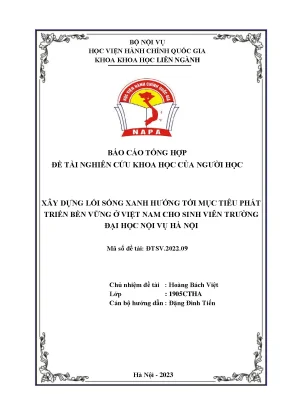 Đề tài xây dựng lối sống xanh hướng tới mục tiêu phát triển bền vững ở việt nam cho sinh viên trường đại học nội vụ hà nội