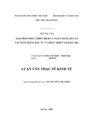 Giải pháp phát triển dịch vụ ngân hàng bán lẻ tại ngân hàng đầu tư và phát triển nam hà nội