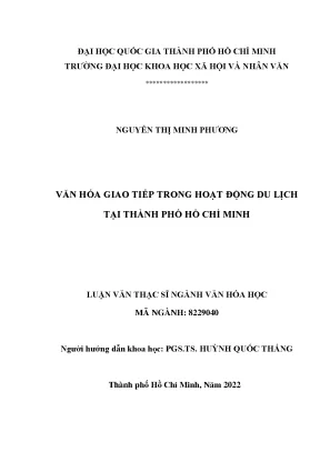 Văn hóa giao tiếp trong hoạt động du lịch tại thành phố hồ chí minh