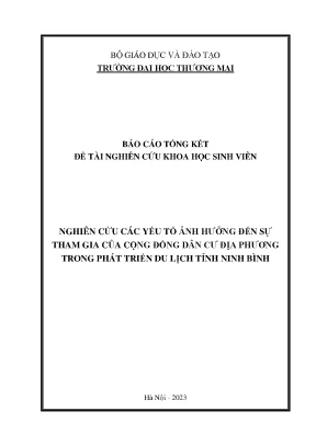 Nghiên cứu các yếu tố ảnh hưởng đến sự tham gia của cộng đồng dân cư địa phương trong phát triển du lịch tỉnh ninh bình