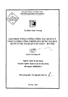 Giải pháp tăng cường công tác quản lý chất lượng công trình xây dựng tại ban quản lý dự án quận cầu giấy hà nội
