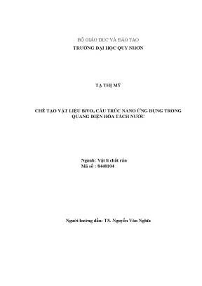 Chế tạo vật liệu bivo4 cấu trúc nano ứng dụng trong quang điện hóa tách nước
