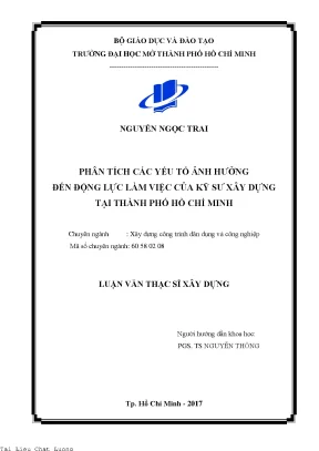 Phân tích các yếu tố ảnh hưởng đến động lực làm việc của kỹ sư xây dựng tại thành phố hồ chí minh