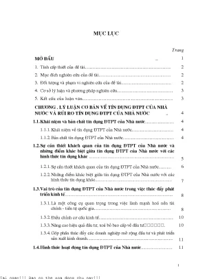 Giải pháp hạn chế rủi ro tín dụng đầu tư phát triển của nhà nước thông qua chi nhánh ngân hàng phát triển vĩnh long