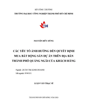 Các yếu tố ảnh hưởng đến quyết định mua bất động sản dự án trên địa bàn thành phố quảng ngãi của khách hàng