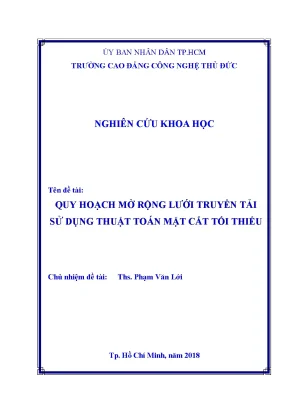 Quy hoạch mở rộng lưới điện truyền tải sử dụng thuật mặt cắt tối thiểu