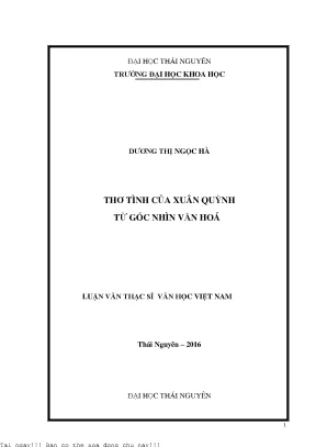 Thơ tình của xuân quỳnh từ góc nhìn văn hóa