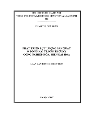 Phát triển lực lượng sản xuất ở đồng nai trong thời kỳ công nghiệp hóa hiện đại hóa