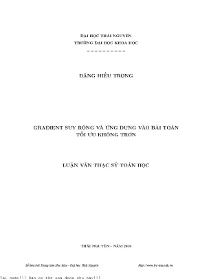 Gradient suy rộng và ứng dụng vào bài toán tối ưu không trơn