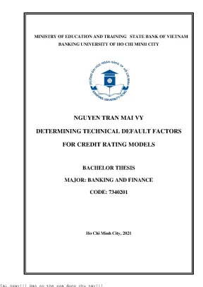 Determining technical default factors for credit rating models 2021