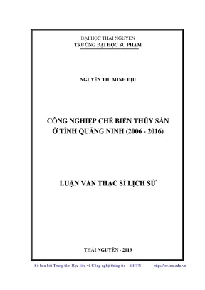 Luận văn thạc sĩ công nghiệp chế biến thủy sản ở tỉnh quảng ninh 2006 2016