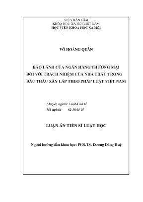 Bảo lãnh của ngân hàng thương mại đối với trách nhiệm của nhà thầu trong đấu thầu xây lắp theo pháp luật việt nam