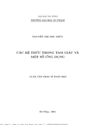 Các hệ thức trong tam giác và một số ứng dụng