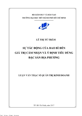 Sự tác động của bao bì đến giá trị cảm nhận và ý định tiêu dùng đặc sản địa phương