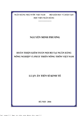 Hoàn thiện kiểm toán nội bộ tại ngân hàng nông nghiệp và phát triển nông thôn việt nam