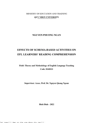 Effects of schema based activities on efl learners reading comprehension ảnh hưởng của các hoạt động hoạt hóa kiến thức nền đối với khả năng đọc hiểu của người học tiếng anh