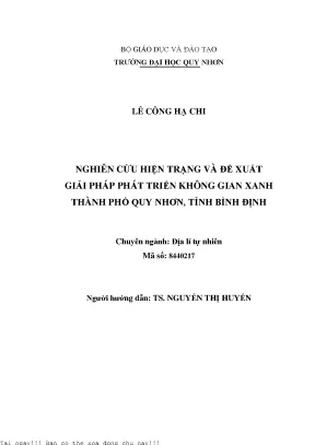 Nghiên cứu hiện trạng và đề xuất giải pháp phát triển không gian xanh thành phố quy nhơn tỉnh bình định