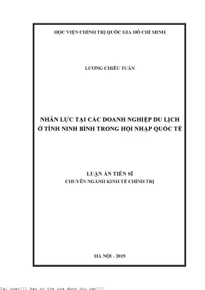 Nhân lực tại các doanh nghiệp du lịch ở tỉnh ninh bình trong hội nhập quốc tế