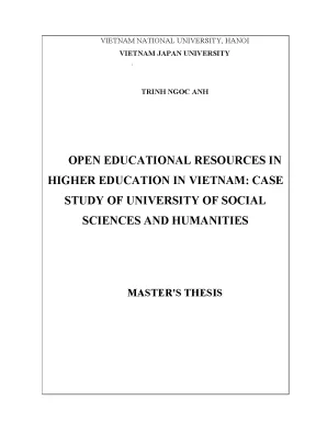 Open educational resources oer in vietnamese higher education case study of the university of social sciences and humanities vnu