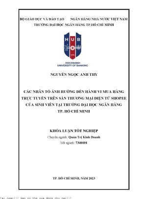 Các nhân tố ảnh hưởng đến hành vi mua hàng trực tuyến trên sàn thương mại điện tử shopee của sinh viên trường đại học ngân hàng tp hcm 2023
