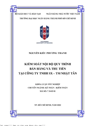 Kiểm soát nội bộ quy trình bán hàng và thu tiền tại công ty tnhh sx tm nhật tân 2022