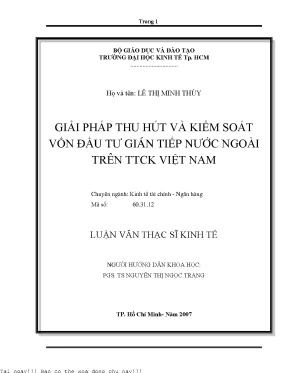 Giải pháp thu hút và kiểm soát vốn đầu tư gián tiếp nước ngoài trên thị trường chứng khoán việt nam