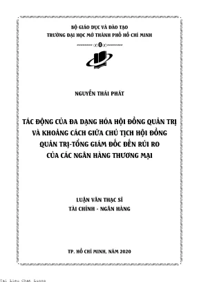 Tác động của đa dạng hóa hội đồng quản trị và khoảng cách giữa chủ tịch hội đồng quản trị tổng giám đốc đến rủi ro của các ngân hàng thương mại